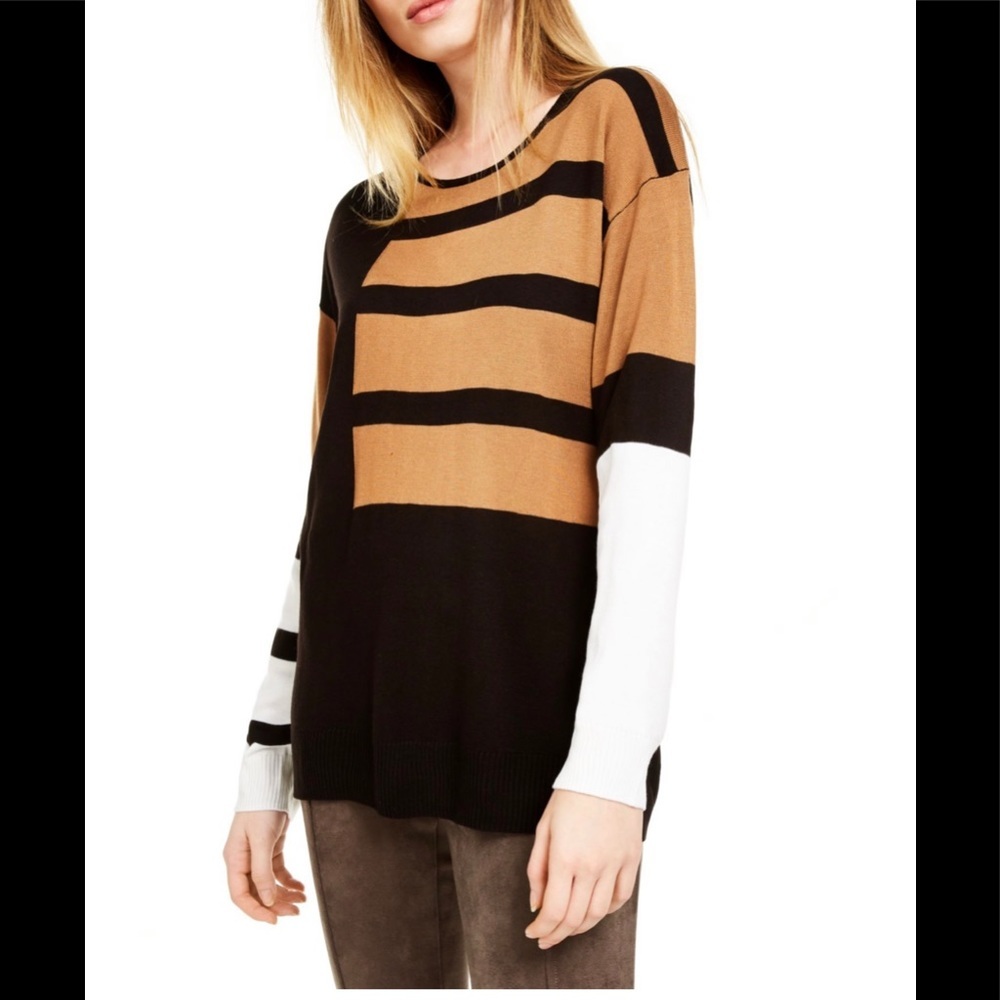 CALVIN KLEIN Woman’s Long Sleeve Color Block Sweater size Large